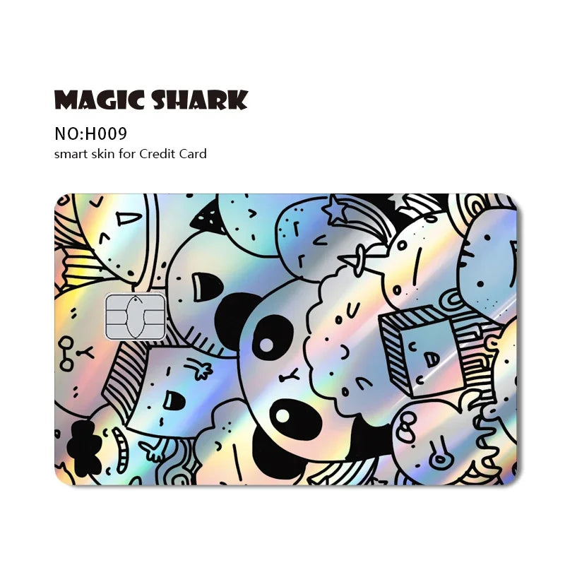 Magic Shark Skull Panda Hunter Broke Blue Eyes Dragon Laser Holographic Sticker Cover Film Skin for Credit Bank Debit Card Beauty World Shop