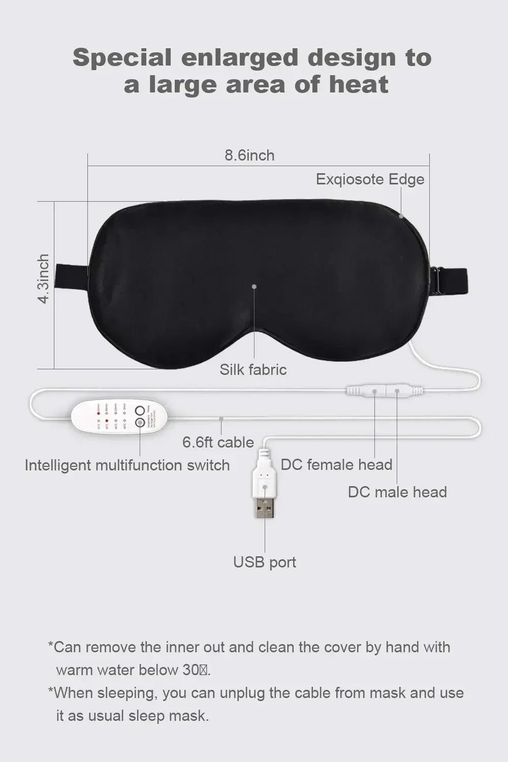 USB Heated Eye Mask Reusable USB Silk Steaming Eye Mask Eye Massager For Sleeping Eye Puffiness Anti Dark Circle Patch Eye Care Beauty World Shop