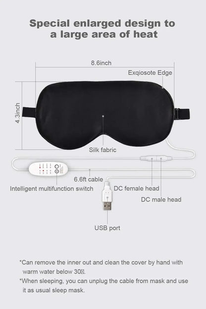 USB Heated Eye Mask Reusable USB Silk Steaming Eye Mask Eye Massager For Sleeping Eye Puffiness Anti Dark Circle Patch Eye Care Beauty World Shop