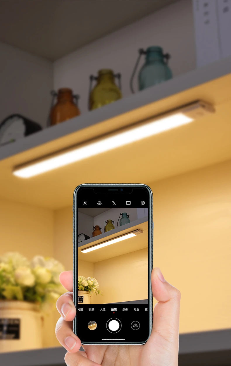 LED Cabinet Light USB Type-C Rechargeable Motion Sensor Led Lamp for Kitchen Wardrobe Cabinet Lighting 20cm/30cm/40cm/50cm/60cm Beauty World Shop