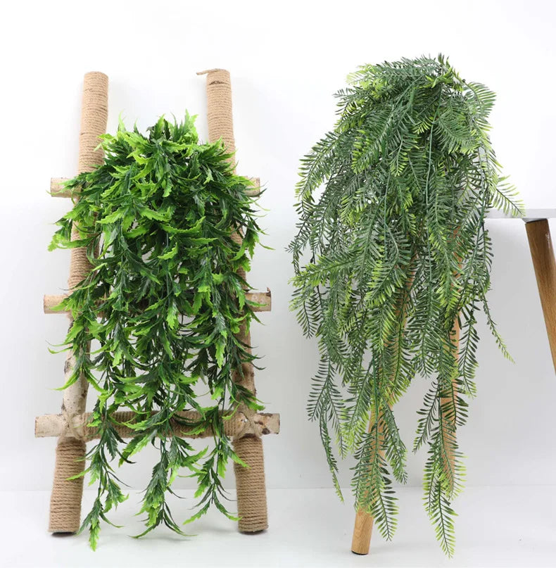 90cm Persian fern Leaves Vines Home Room Decor Hanging Artificial Plant Plastic Leaf Grass Wedding Party Wall Balcony Decoration Beauty World Shop