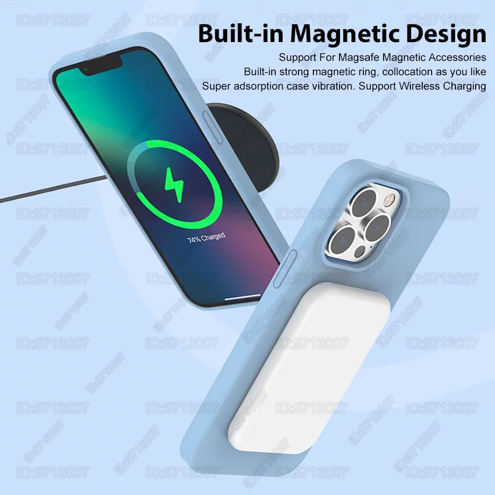 Magnetic Original Liquid Silicone Shockproof Case For iPhone 16 15 14 13 12 11 Pro Max 16 Plus For Magsafe Wireless Charge Cover Beauty World Shop