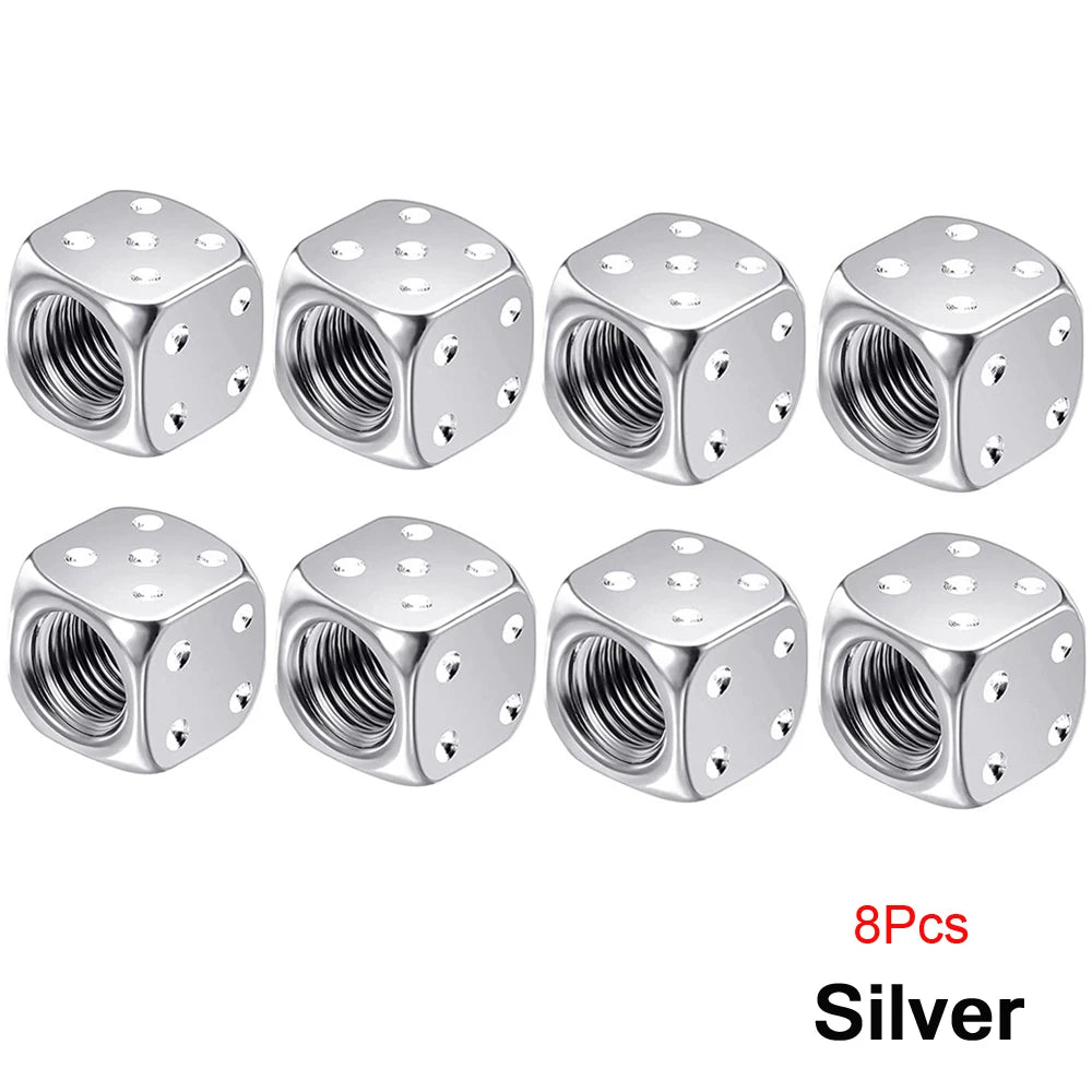 Aluminum Dice Tire Valve Caps Dustproof Car Truck Motocycle Bike Dice Wheel Stem Tyre Tire Wheel Stem Air Valve Dust Cap Cover Beauty World Shop