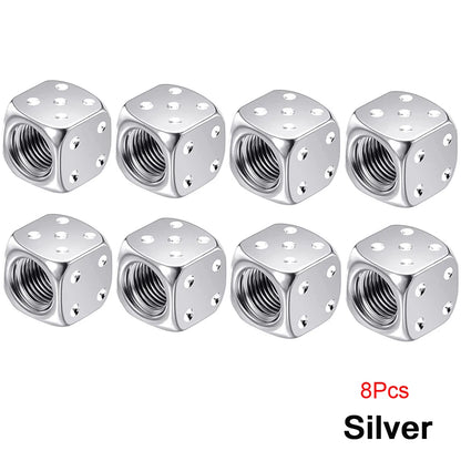 Aluminum Dice Tire Valve Caps Dustproof Car Truck Motocycle Bike Dice Wheel Stem Tyre Tire Wheel Stem Air Valve Dust Cap Cover Beauty World Shop