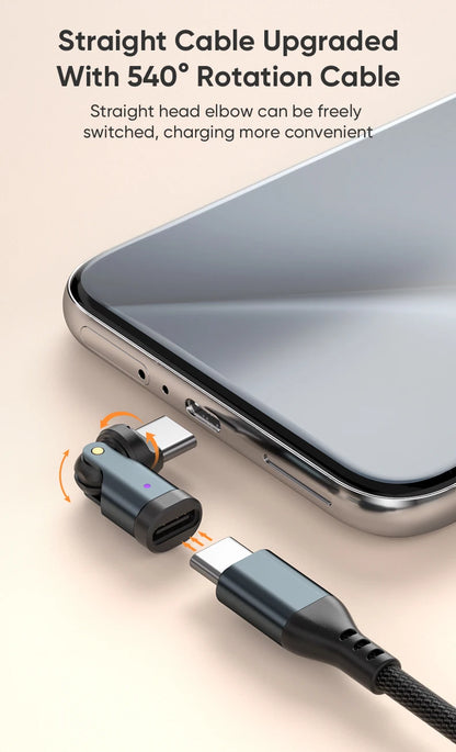 AUFU PD240W USB C to Type C OTG Adapter 540 Rotation 5A Fast Charge Cable Converter for iPhone 16 MacBook Samsung Xiaomi Laptop Beauty World Shop