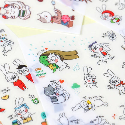 6Pieces/Set Transparent Pvc Waterproof Cartoon Sticker DIY Hand Account Decorative Stickers Kawaii Phone Cup Stickers Beauty World Shop