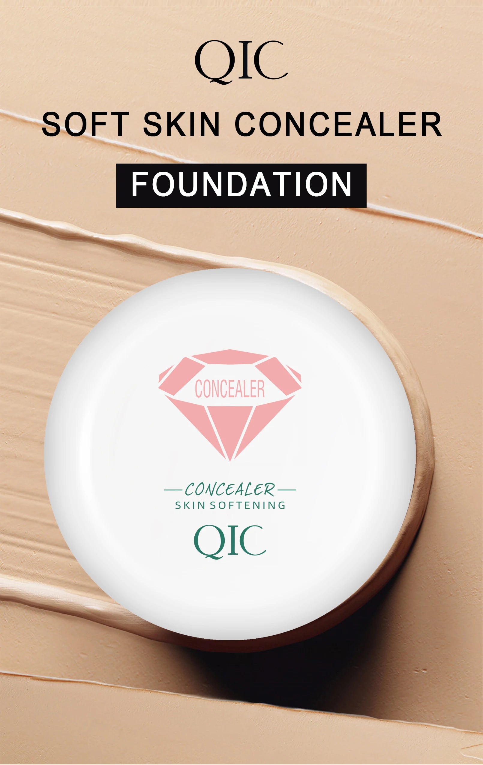 QIC Waterproof & Sweatproof Concealer Cream - Tattoo coverage, Long-Lasting Foundation, Natural,Full coverage, All Skin Types Beauty World Shop