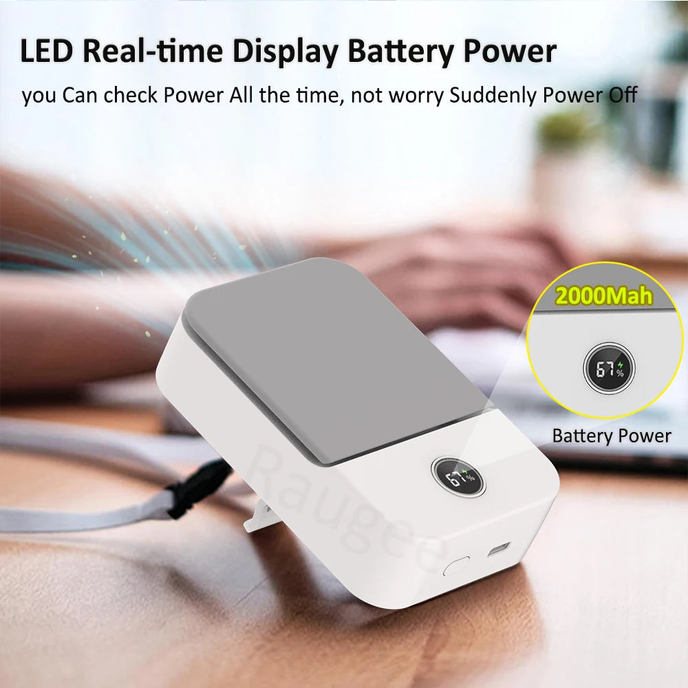 Waist Fan Portable Outdoor Mini Hanging Neck Fan 3 Gear Strong Wind Bladeless Waist Neck Fan Air Cooler USB Fan 2000Mah Beauty World Shop