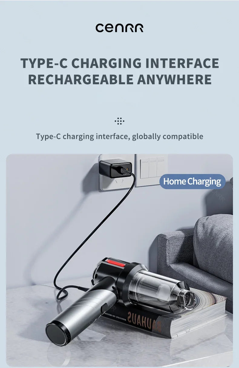 CENRR 998000PA Car Vacuum Cleaner Strong Suction Powerful Handheld Wireless Vacuum Cleaner Mini Blower for Home Appliance Beauty World Shop