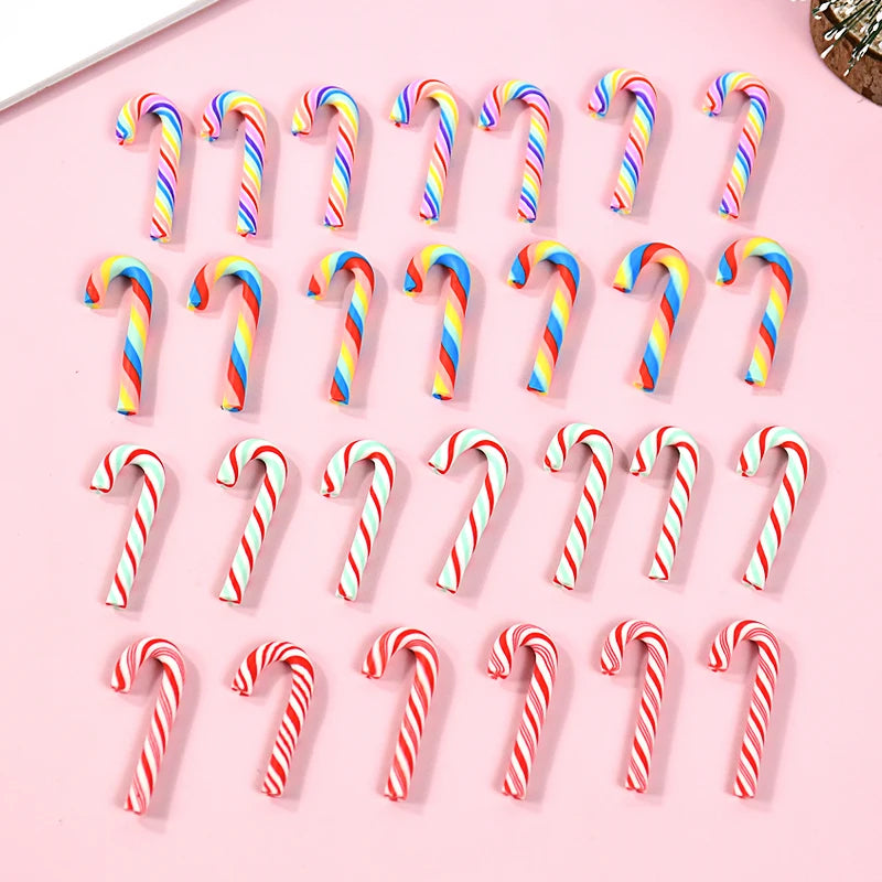10/30/50Pcs Mini Candy Cane Christmas Decoration Red White Resin Candy DIY Crafts Xmas Pendant Navidad Home Decor 2025 New Year Beauty World Shop