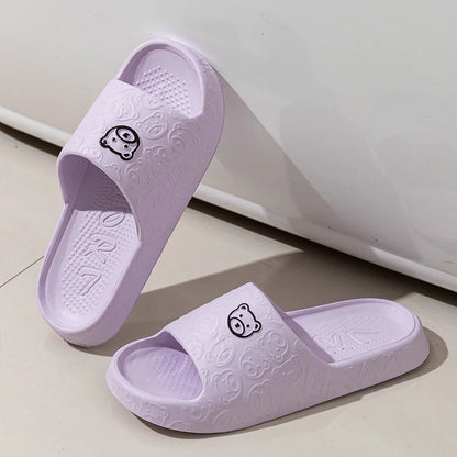 Fashion Women's Slippers Indoor Soft Sole Cartoon Bear Print Slides Bathroom EVA Indoor Men Summer Outdoor Cool Shoes Couple Beauty Fashion