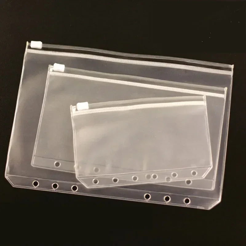10Pcs  A5 A6 A7 Binder Pocket Binder Zipper Folders for 6 Ring Notebook Divider Page Waterproof PVC Leaf Document Filing Bag Beauty World Shop