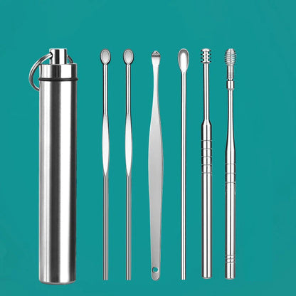 6Pcs/Set Ear Wax Pickers Stainless Steel Earpick Wax Remover Curette Ear Pick Cleaner Ear Cleaner Spoon Care Ear Clean Tool Beauty World Shop