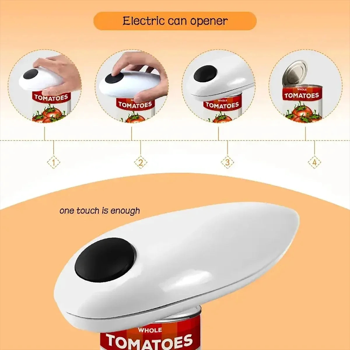 One Touch Automatic Electric Can Opener Portable Kitchen Jar Bottle Opening Tool Beauty World Shop