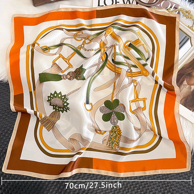 68cm Women's Simulated Silk Square Scarf Fashionable and Versatile High-end Scarfs Bag Clothing Accessories Square Scarf Beauty World Shop