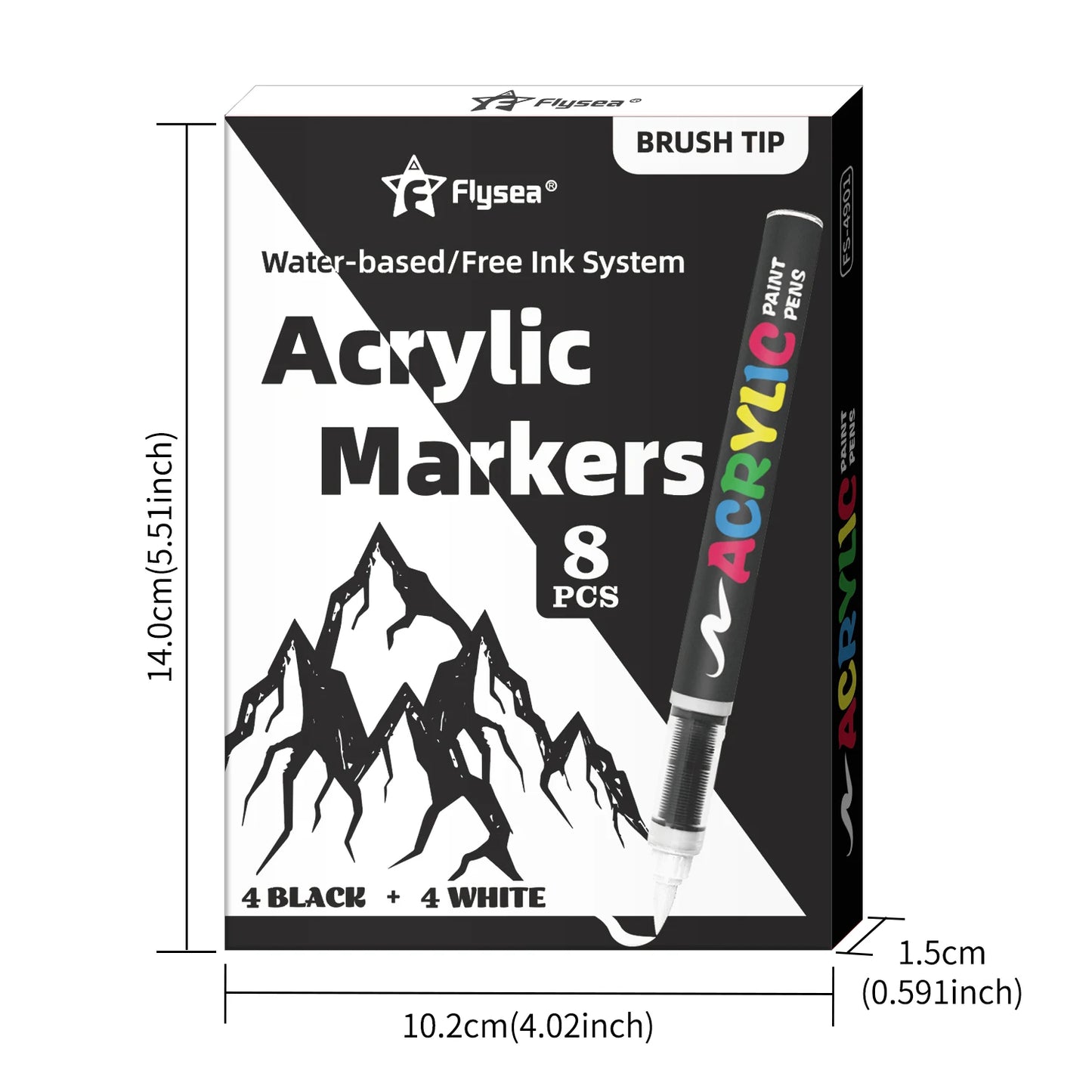 8pcs Black and White Acrylic Paint Markers Set, Large Ink Capacity, Acrylic Markers for Illustration Sketching, Wood, Glass, Fab Beauty World Shop