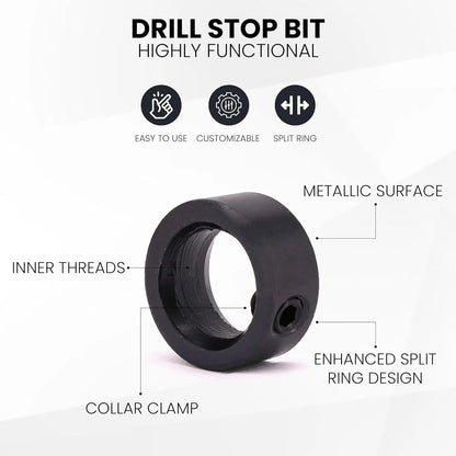 Drill Stoper Collar Set Stop Bit Ring Shaft Limit Metric Lock Steel Press Depth Ajustable Positioner Hole Guide Woodwork Tool Beauty World Shop