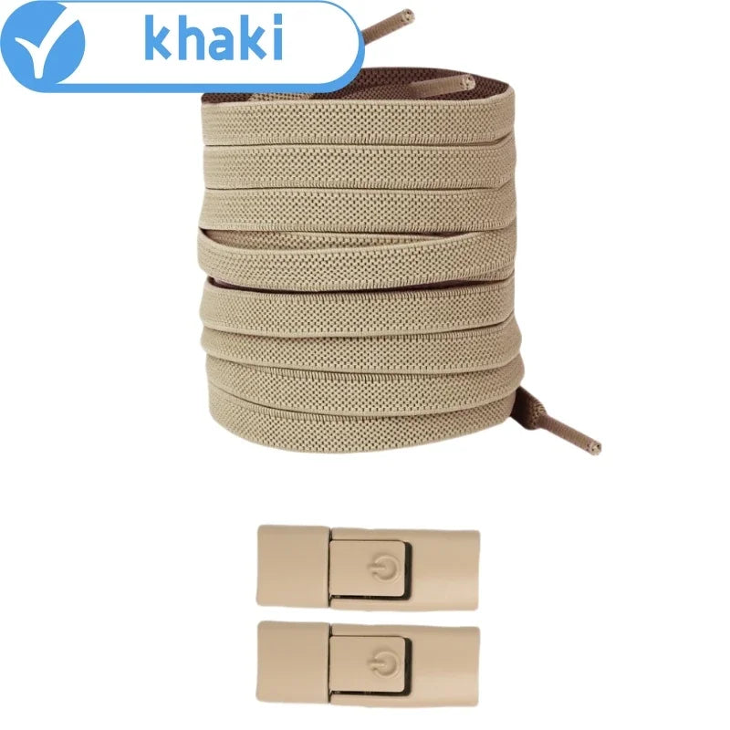 New Without Ties Elastic Laces No Tie Shoe Laces Press Lock Shoelaces Sneaker Kids Adult 8MM Widened Flat Shoelace for Shoes Beauty World Shop