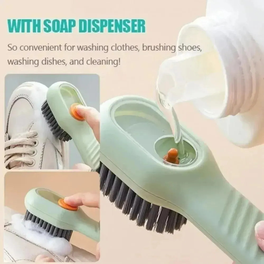 Multifunction Cleaning Shoe Brush Soft Automatic Liquid Shoe Brush Long Handle Clothes Soap Brush With Hook Clean Tool Beauty Fashion
