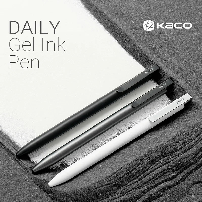 KACO Gel Pens Press Signature Pen Stationery Metal Pen Clip 0.5mm Black Ink Quicking Drying Large Capacity 800M Smooth Writing Beauty World Shop