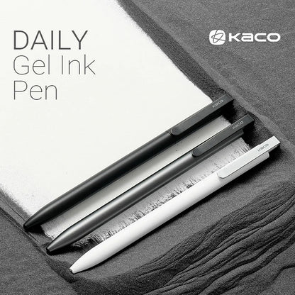 KACO Gel Pens Press Signature Pen Stationery Metal Pen Clip 0.5mm Black Ink Quicking Drying Large Capacity 800M Smooth Writing Beauty World Shop