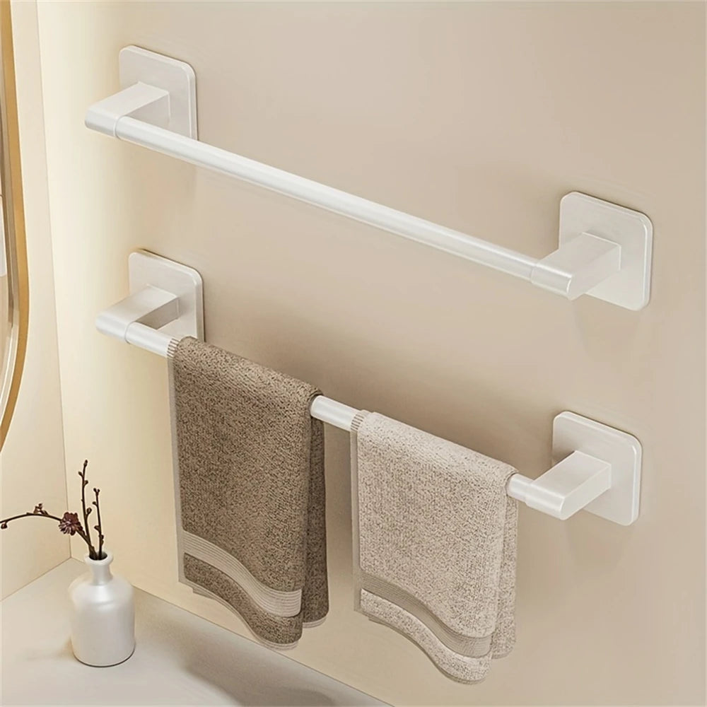 1 Piece Of Bathroom Facilities White Non-Perforated Wall-Mounted Bathroom Towel Bar Size 40-60cm Storage Rack Towel Rack Beauty World Shop