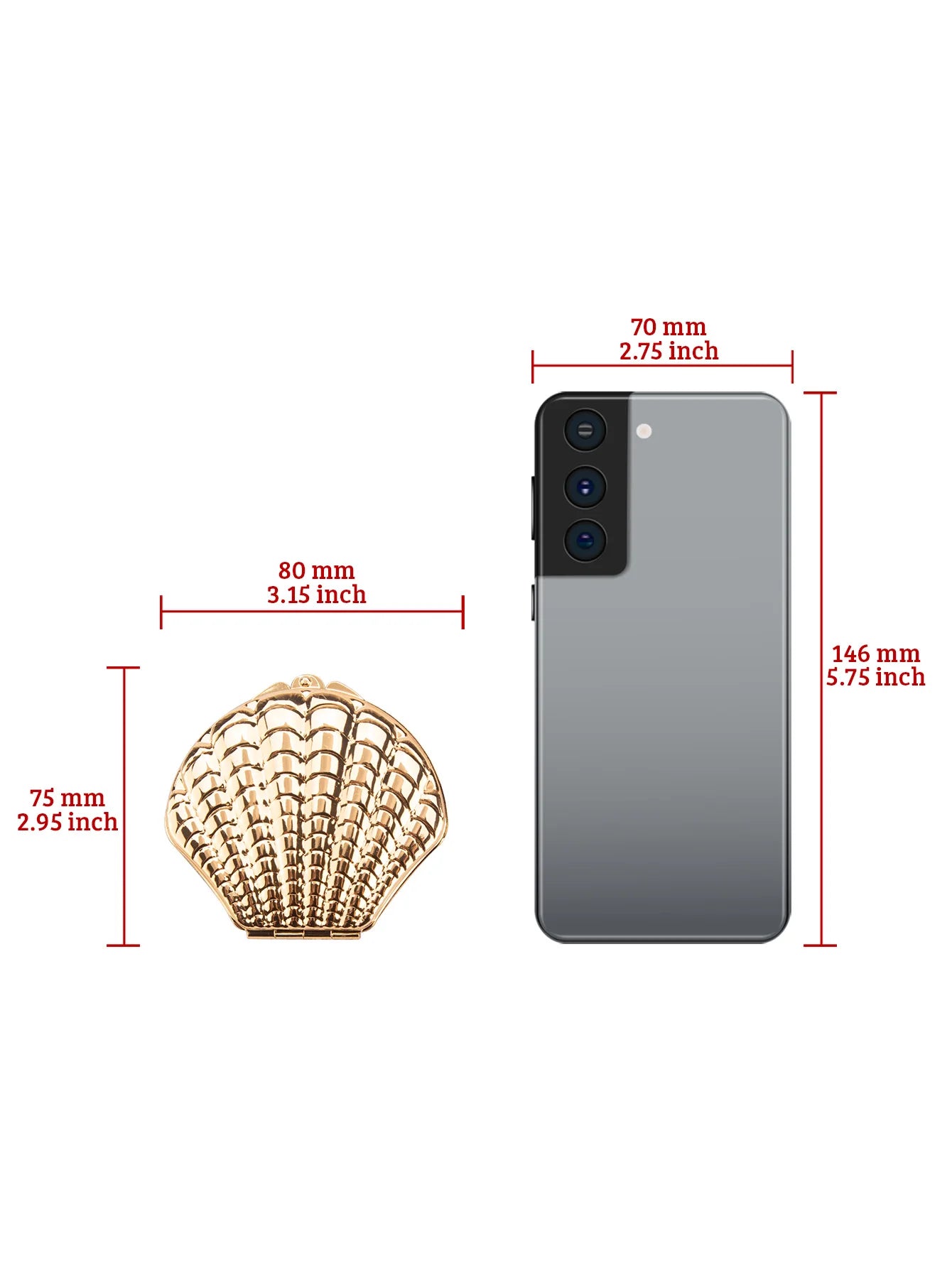 1PC Golden Shell Double Sided Makeup Mirror Exquisite Portable For Girlfriend Mum Wife Teacher Sister Auntie Birthday Party Holi Beauty World Shop