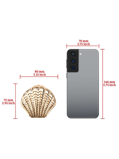 1PC Golden Shell Double Sided Makeup Mirror Exquisite Portable For Girlfriend Mum Wife Teacher Sister Auntie Birthday Party Holi Beauty World Shop