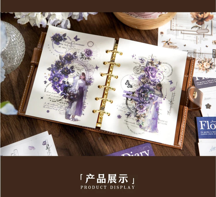 Journal GO 6pcs Flower Shadow Decorative Sticker Fresh Plant Flowers Collage Scrapbooking Label Diy Diary Journal Planner Label Beauty World Shop