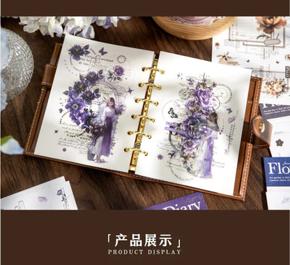 Journal GO 6pcs Flower Shadow Decorative Sticker Fresh Plant Flowers Collage Scrapbooking Label Diy Diary Journal Planner Label Beauty World Shop