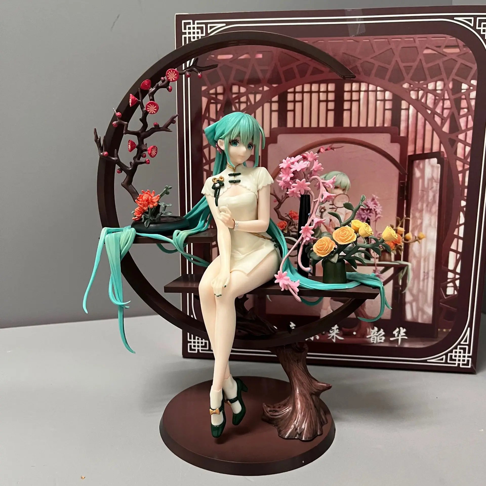 25cm Hatsune Miku In Cheongsam 1/7 Beautiful Girl Figure Model Statue Boys Collection Desktop Decoration Ornament Toys Gifts Beauty World Shop