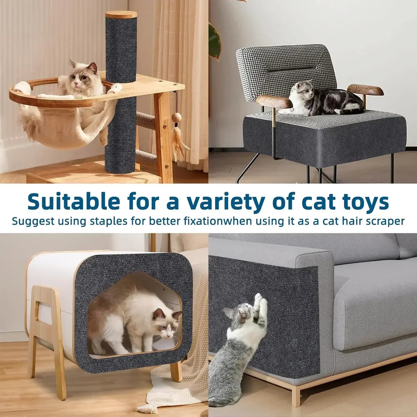 Self-Adhesive Cat Scratching Mat Trimmable Cat Carpet Cat Scratching Carpet Corner Wall Cat DIY Scratch Furniture Protector