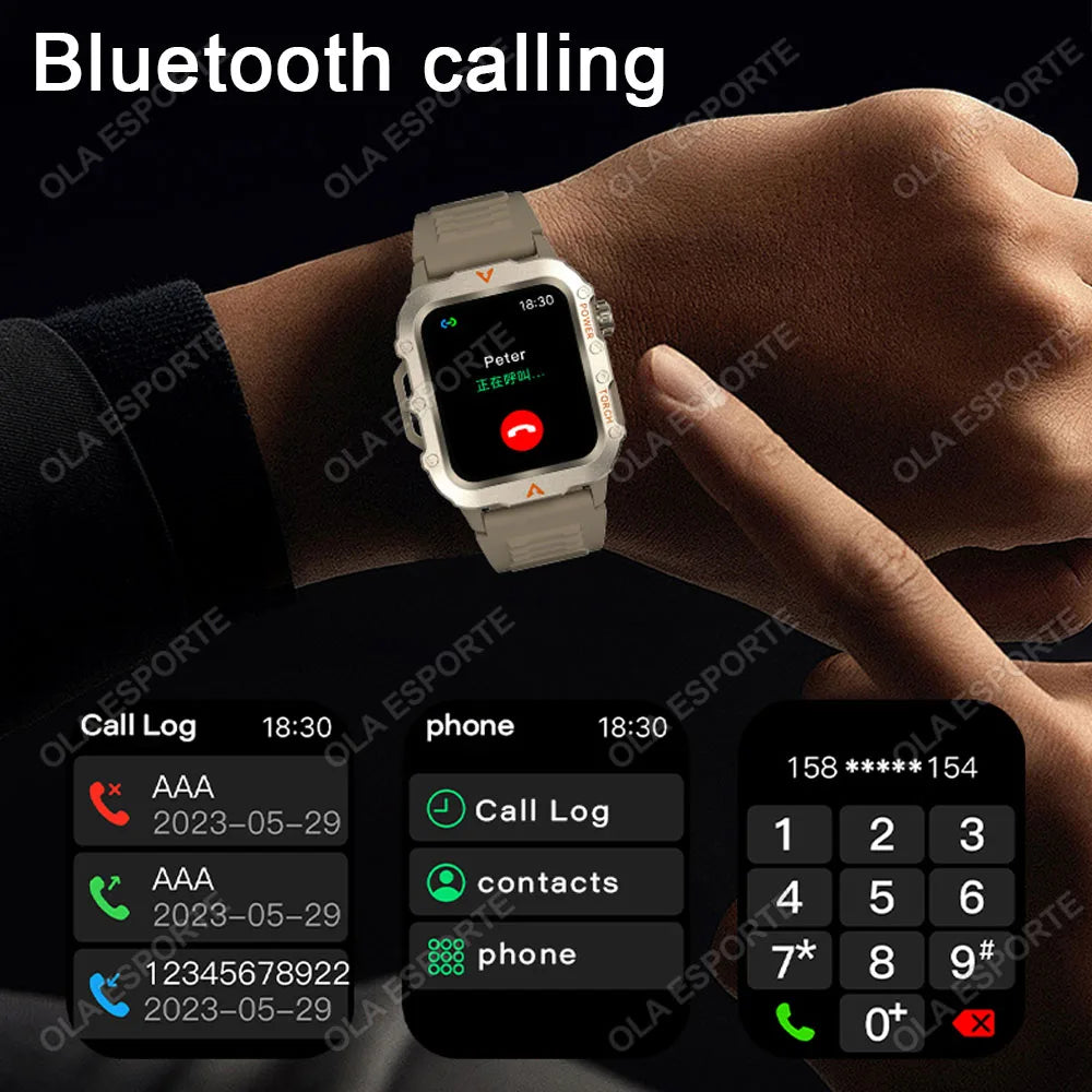 New Military GPS Smart Watch Men Flashlight Compass Waterproof Outdoor Sports Tracker Bluetooth Calls Smartwatch For Android IOS