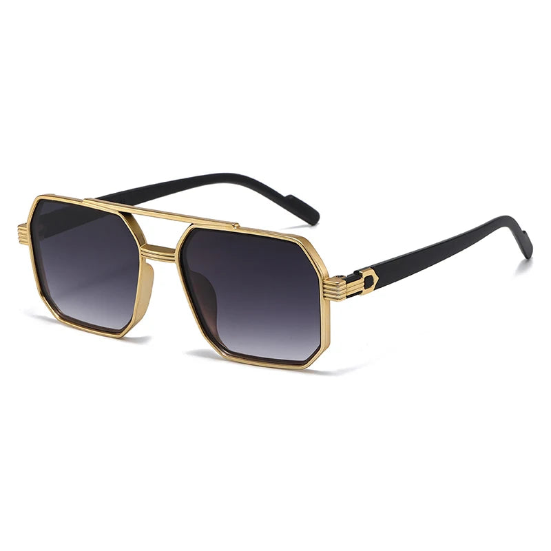 Hiking New Fashion Double Beam Polygonal Anti Light Glasses Retro Personalized Trendy Large Frame Eyewear European and American Beauty World Shop