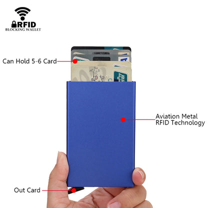 Rfid Smart Wallet Card Holder Metal Thin Slim Men Women Wallets Pop Up Minimalist Wallet Small Black Purse Vallet Walets for Men Beauty World Shop