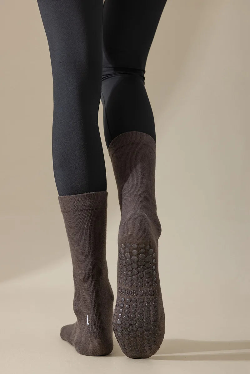 Professional Yoga Socks Women Silicone Non-slip Solid Color Pilates Socks Cotton Breathable Floor Gym Fitness Dance Sports Socks Beauty World Shop