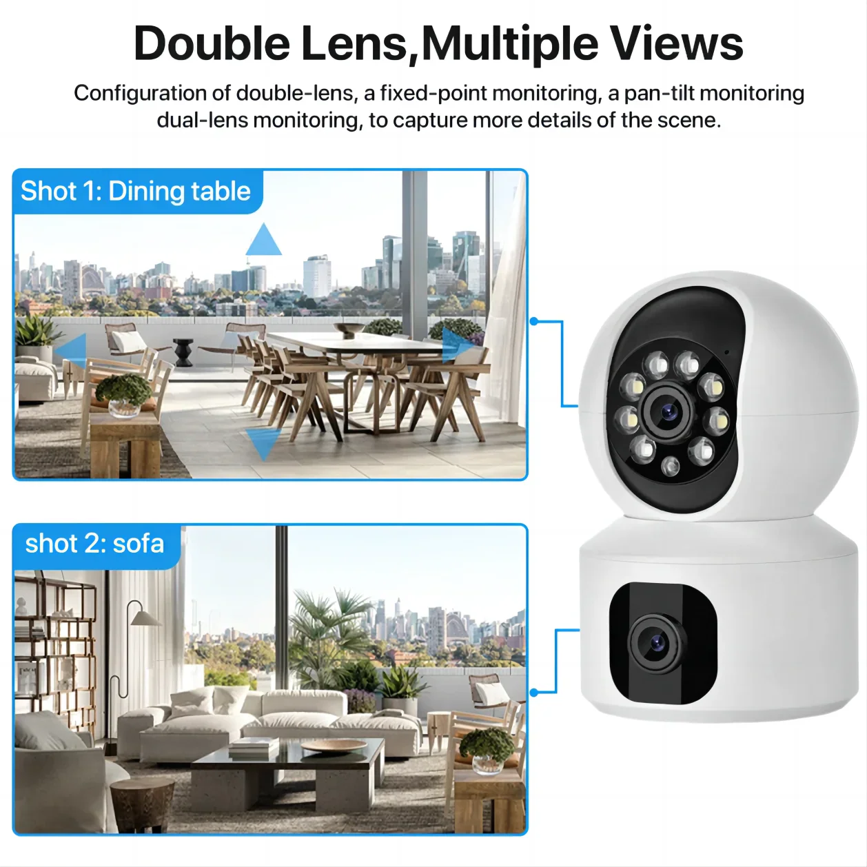 Tuya 8MP WiFi IP Camera Dual Lens Baby Monitor Color Night Vision Human Automatic Tracking Video Smart Home Surveillance Camera Beauty Trend Shop