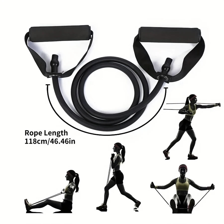 1pc 4-Level Resistance Bands with Handles for Home Workouts and Strength Training - Perfect for Yoga, Pilates,and fitness equipm Beauty World Shop