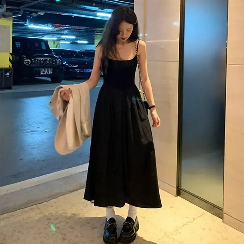 Fashion High Waisted Suspender Dress Female Summer Casual Simple Versatile Long Dresses Women Elegant Streetwear Camisole Dress Beauty World Shop