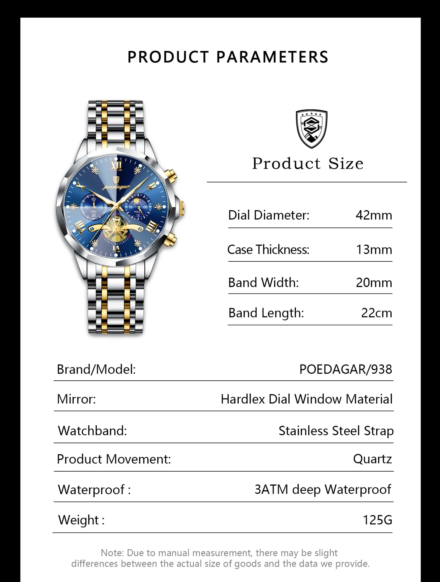 POEDAGAR Original Luxury Men's Watch Waterproof Luminous Chronograph Men Wristwatch Stainless Steel Quartz Watches For Man Reloj Beauty World Shop