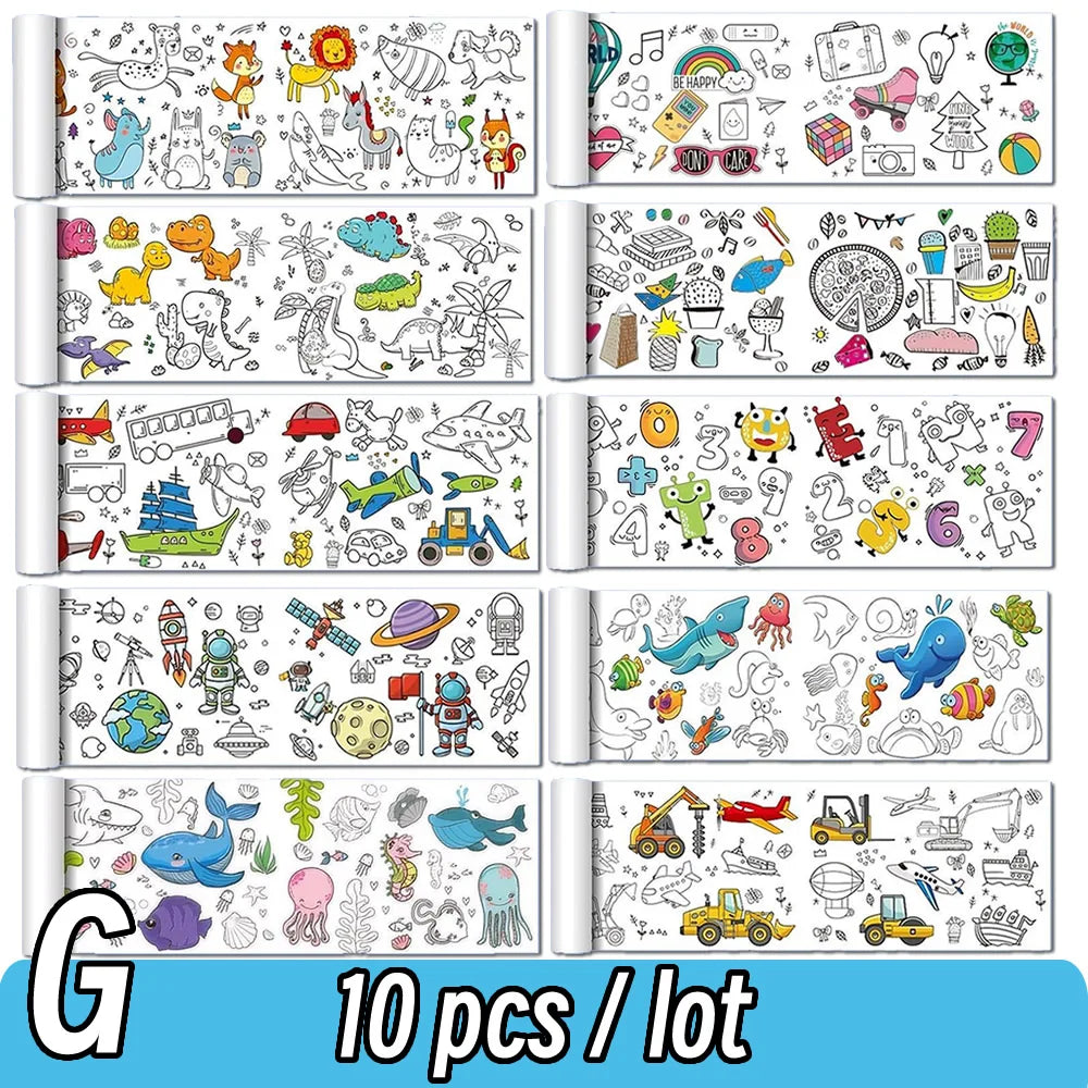 90cm Animal Canvas Children's Drawing Roll DIY Coloring Paper Roll Color Filling Graffiti Paper-cut Painting Educational School Beauty World Shop