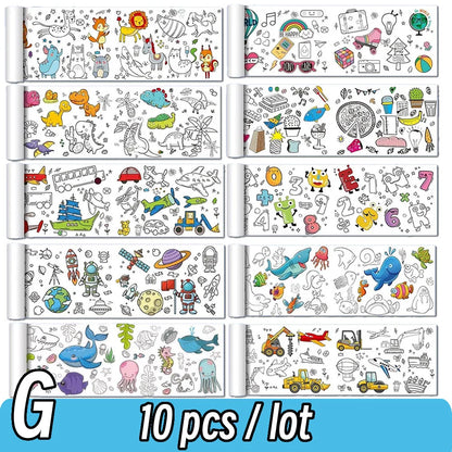 90cm Animal Canvas Children's Drawing Roll DIY Coloring Paper Roll Color Filling Graffiti Paper-cut Painting Educational School Beauty World Shop