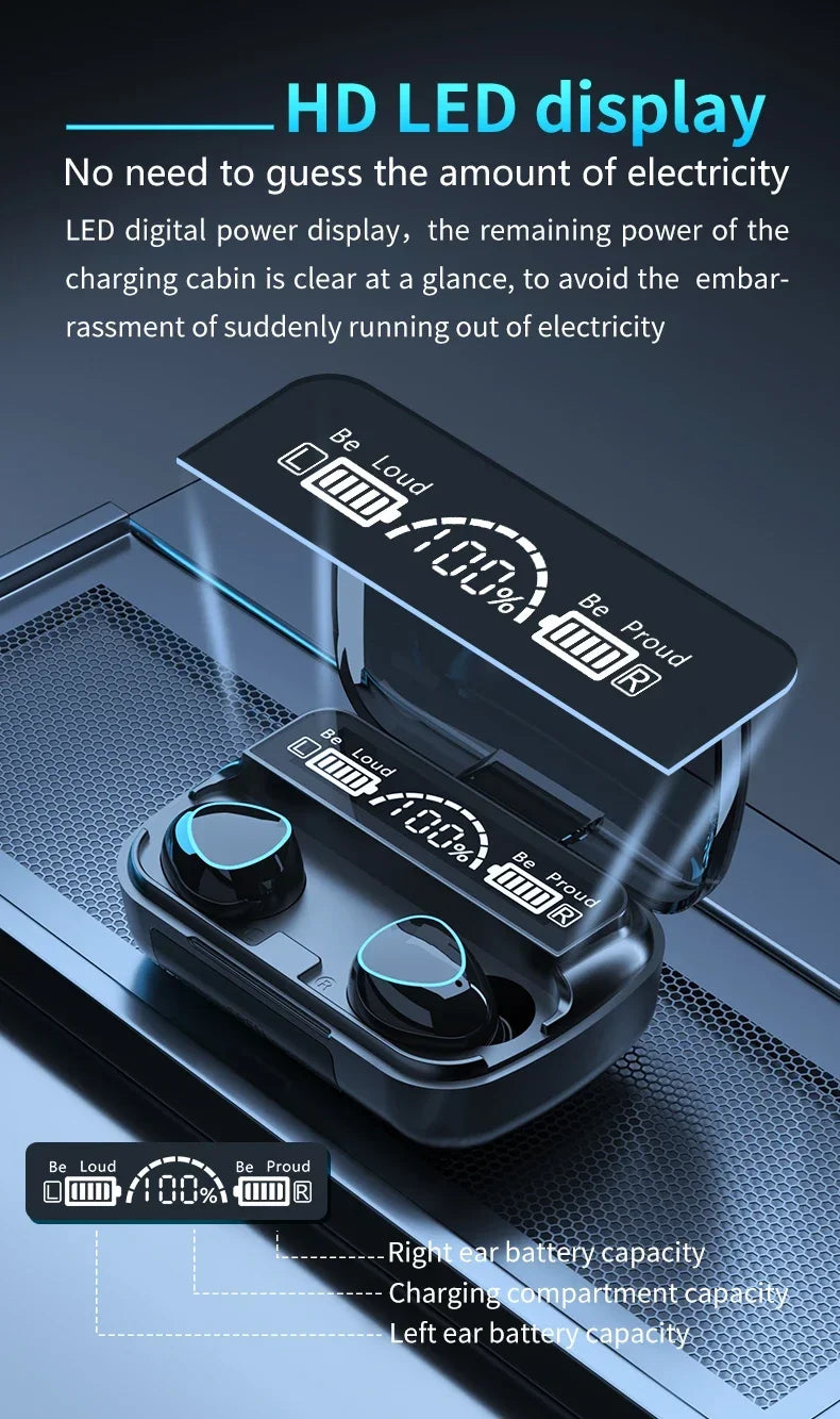 M10 TWS Wireless Headphones: Bluetooth Connection, Charging Box, 9D Stereo, Sports Waterproof Earbuds + Microphone Beauty World Shop