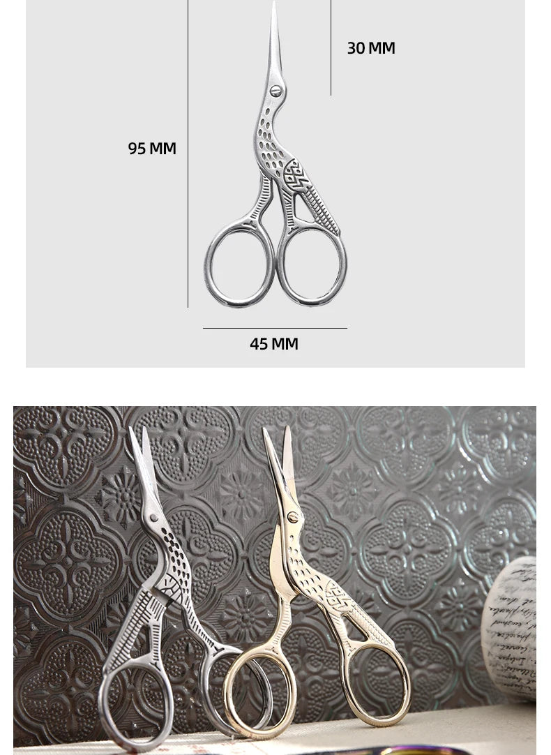 Mr.paper Antique Stork Sewing Art Scissors Made Stainless Steel Suitable for Daily Cutting Embroidery Sewing Craft Art Works Beauty World Shop