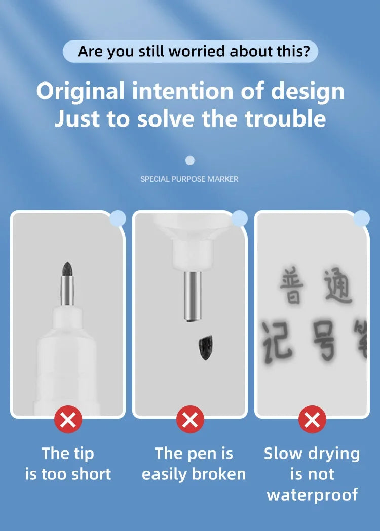 4Pcs/Set 20mm Deep Hole Long Nib Head Markers For Metal Perforating Pen Waterproof Bathroom Woodworking Decoration Multi-Purpose Beauty World Shop
