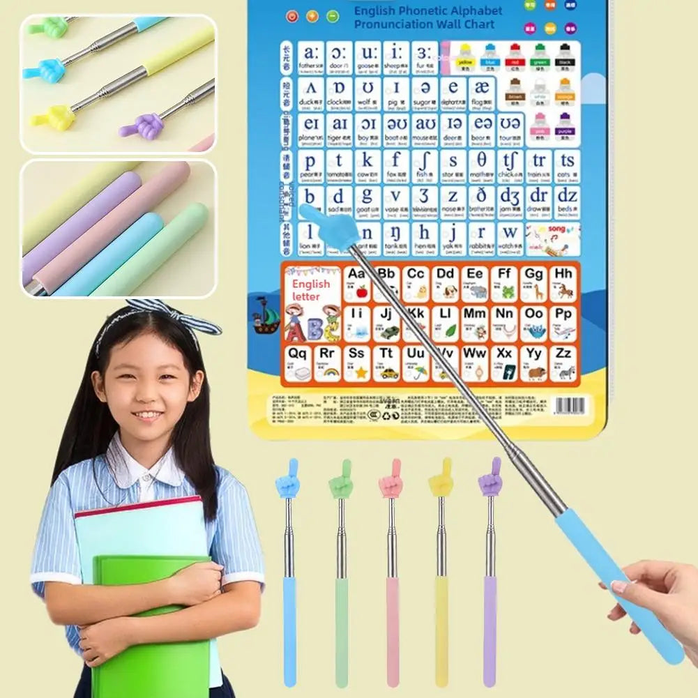 Steel Teaching Pointer Telescopic Rod Finger Design Teaching Stick Finger Reading Sticks Tools School Office Supplies Beauty World Shop