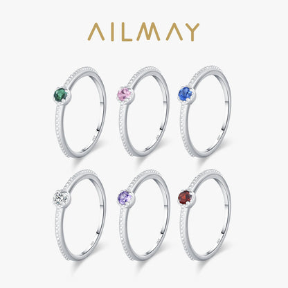 Ailmay 925 Sterling Silver Round Rainbow Zircon Rings For Women Wedding Engagement Party Colored Jewelry Beauty World Shop