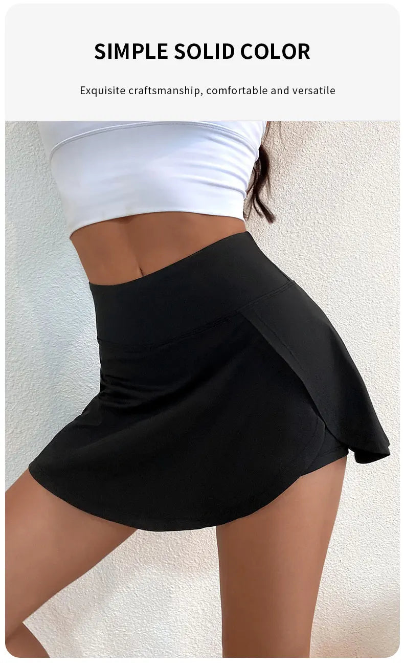 High Waist Sports Culottes Women Yoga Fitness Tennis Lining Anti Light Running Quick Drying Skirt Suitable for Running Yoga Beauty World Shop