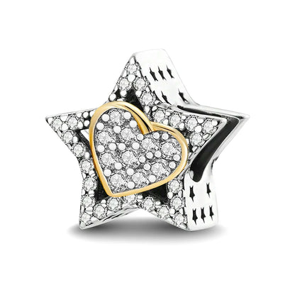 Shecharms 925 Sterling Silver Love Heart Firefly Golden Series Charms Fit DIY Making Bracelet Necklace High Quality Fine Jewelry Beauty World Shop