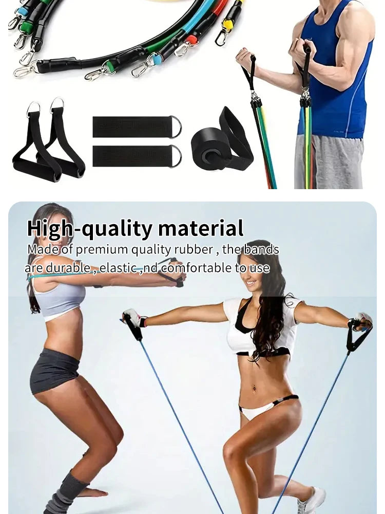 11pcs TPE Resistance Band Set Fitness Band Pull Rope Elastic Training Band With Door Anchor Handles Carry Bag Legs Ankle Straps Beauty World Shop